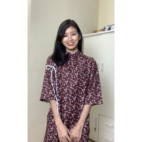 Set Áo dài cách tân - áo dài Tết hoa nhí  A077