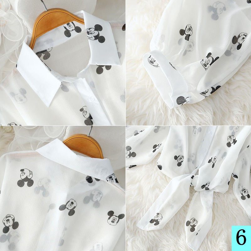 Áo Khoác Voan Mỏng Dáng Rộng In Họa Tiết Xinh Xắn Thời Trang Mùa Hè Cho Nữ