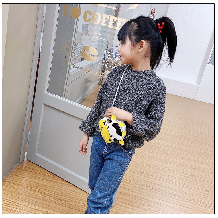 Túi đeo chéo mini cho bé trai bé gái Hạ Băng Designs, túi xách mini trẻ em đựng tiền điện thoại - Hình Con Bò
