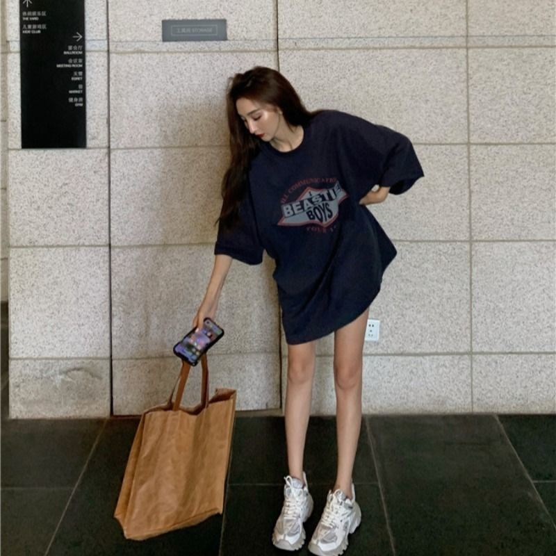 Korean Style Wide Short Sleeve T-shirt For Women