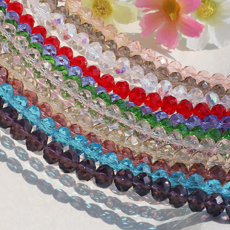 Bộ 70 hạt thủy tinh pha lê mài mòn dùng làm đồ trang sức 8mm