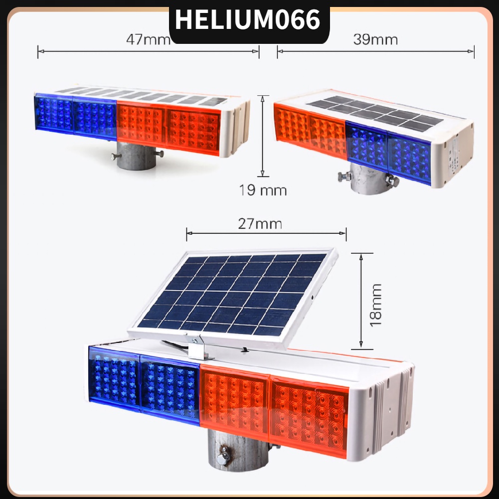 Đèn LED nhấp nháy màu lam đỏ cảnh báo ngoài đường giao thông chạy năng lượng mặt trời