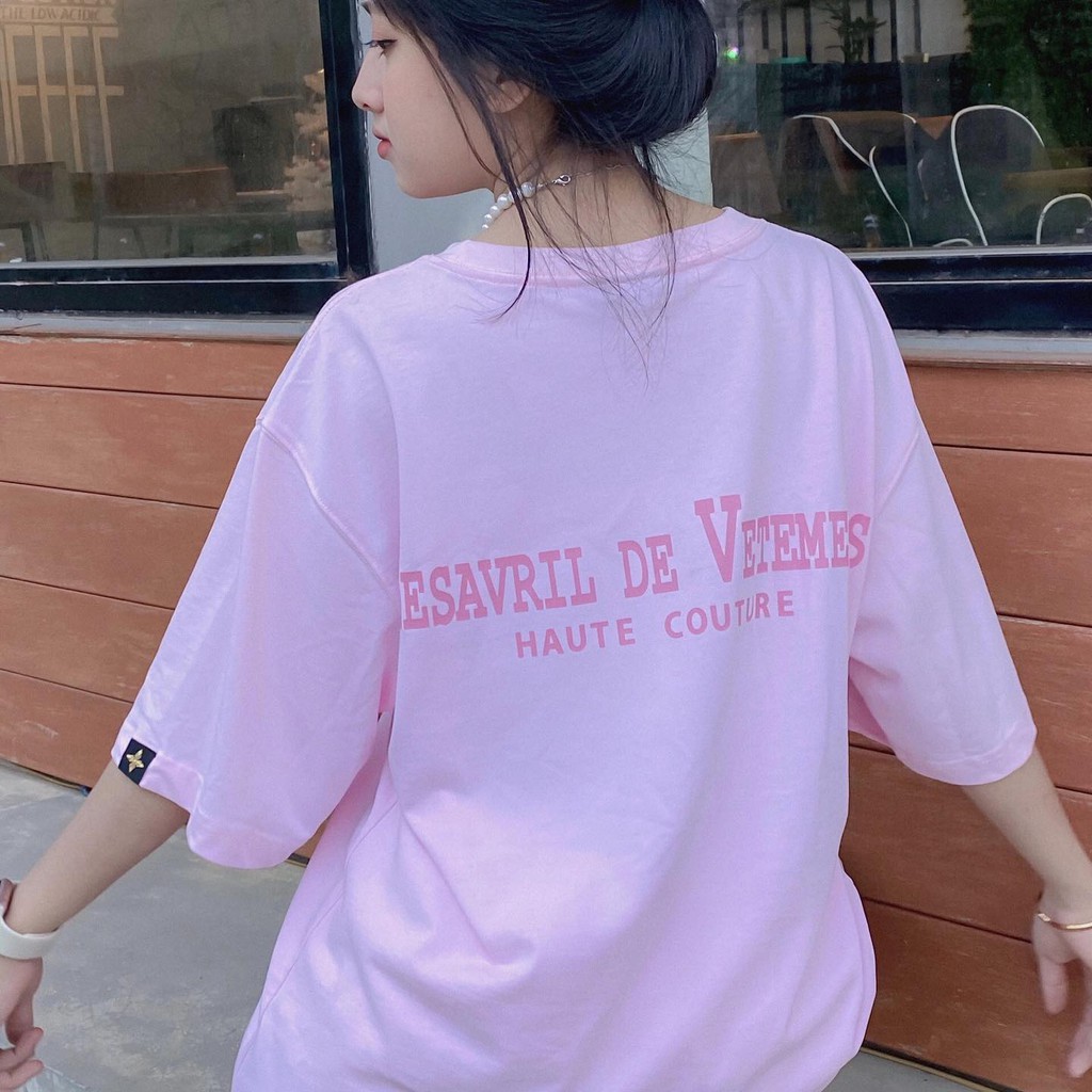 Áo thun Lesavril de Vetements Haute Couture Pink