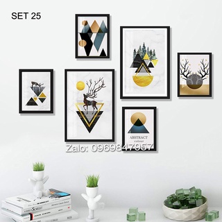 BỘ 6 TRANH TREO TƯỜNG SCADINAVIAN ĐÃ CÓ KHUNG (SET 25)