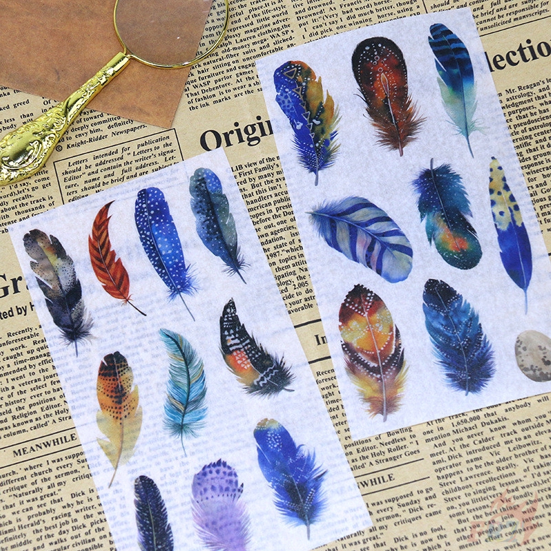 &gt; Ready Stock &lt;❉ Original Fashion Giấy và decal dán tường ❉6Sheet/set Colorful Dream Feather Decals Stickers