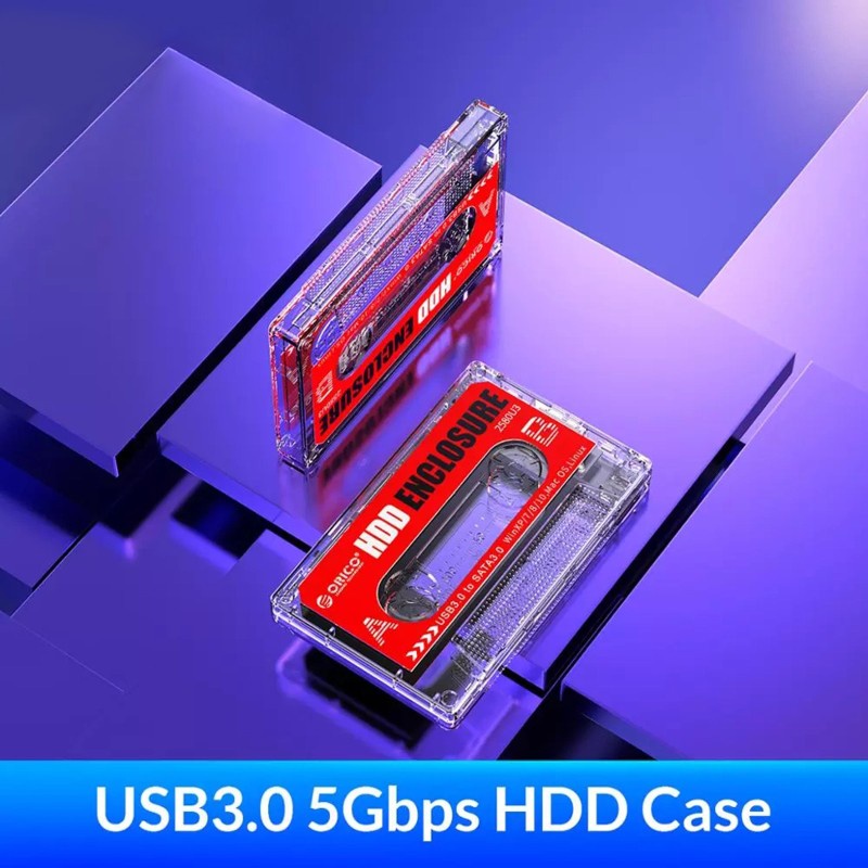 Vỏ Ổ Cứng Ngoài Trong Suốt Orico 2580u3 2.5 '' Usb3.0 Hdd Ssd Kèm Băng Keo Dán Hỗ Trợ Uasp Protocol | BigBuy360 - bigbuy360.vn