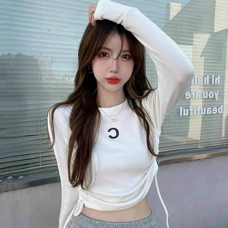 Áo thun tay dài rút dây sườn thêu chữ C (A15