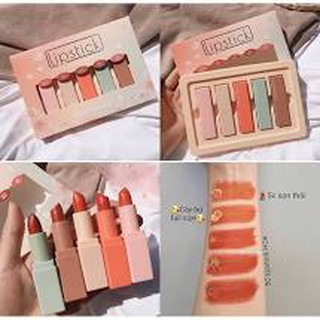 Set 5 Son Thỏi Tone Cam Hot Kiss Beauty Lipstick NO.35747