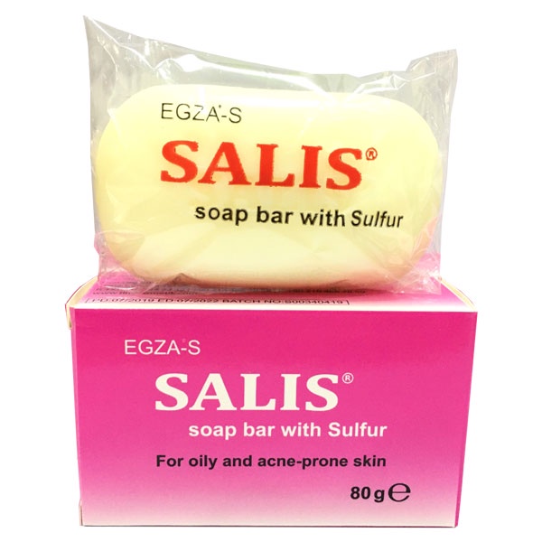 EGZA-S SALIS Soap bar 80g Xà phòng tắm giảm dầu, giảm mụn, dày sừng nang lông 80g