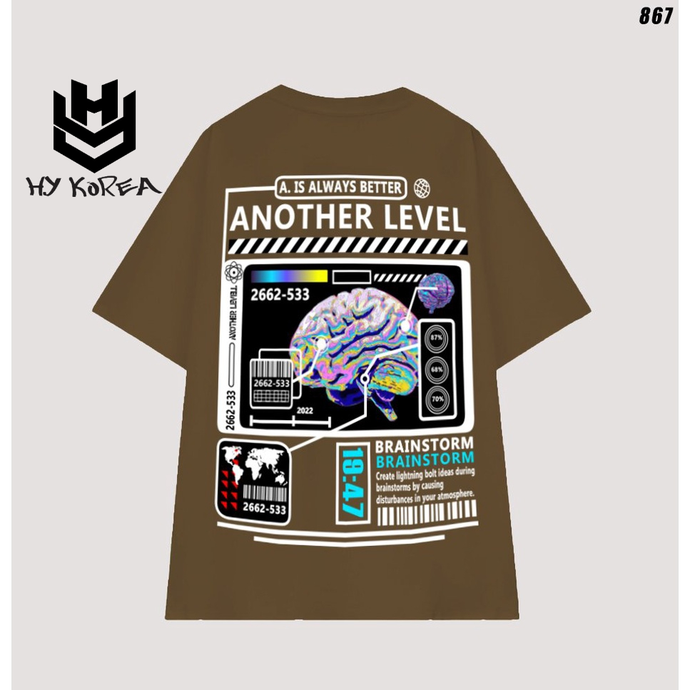 Áo Thun Tay Lỡ Nam nữ Cotton 100 Form Rộng HY KOREA Bộ não Another Level 867.
