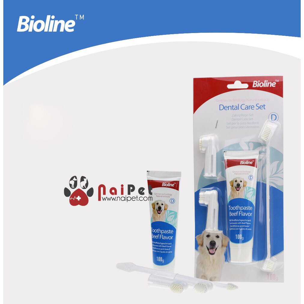 Kem Đánh Răng Dental Care Set Bioline Cho Chó Tuýp 100g