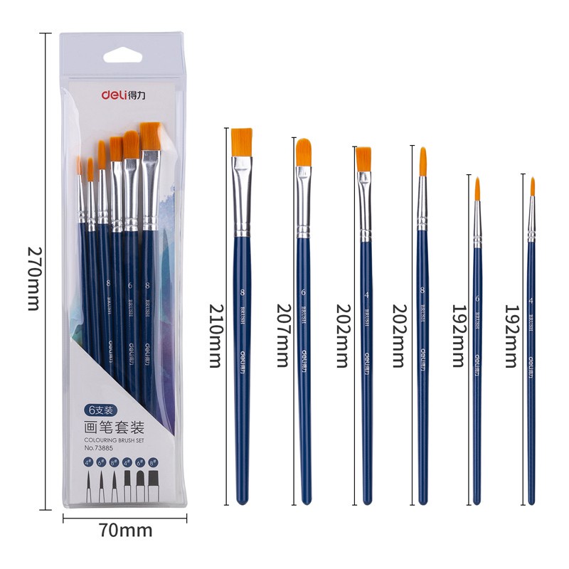 Bộ cọ vẽ chuyên nghiệp Deli  dùng cho màu nước màu bột sơn acrylic set 4/6 cây 73885 73866 73867