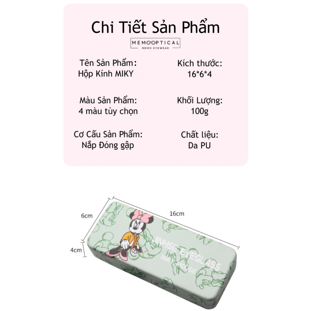 Hộp đựng gọng kính cận hoạt hình dễ thương,bao đựng kính chống va đập màu sắc thời trang Memo Optical_MK202