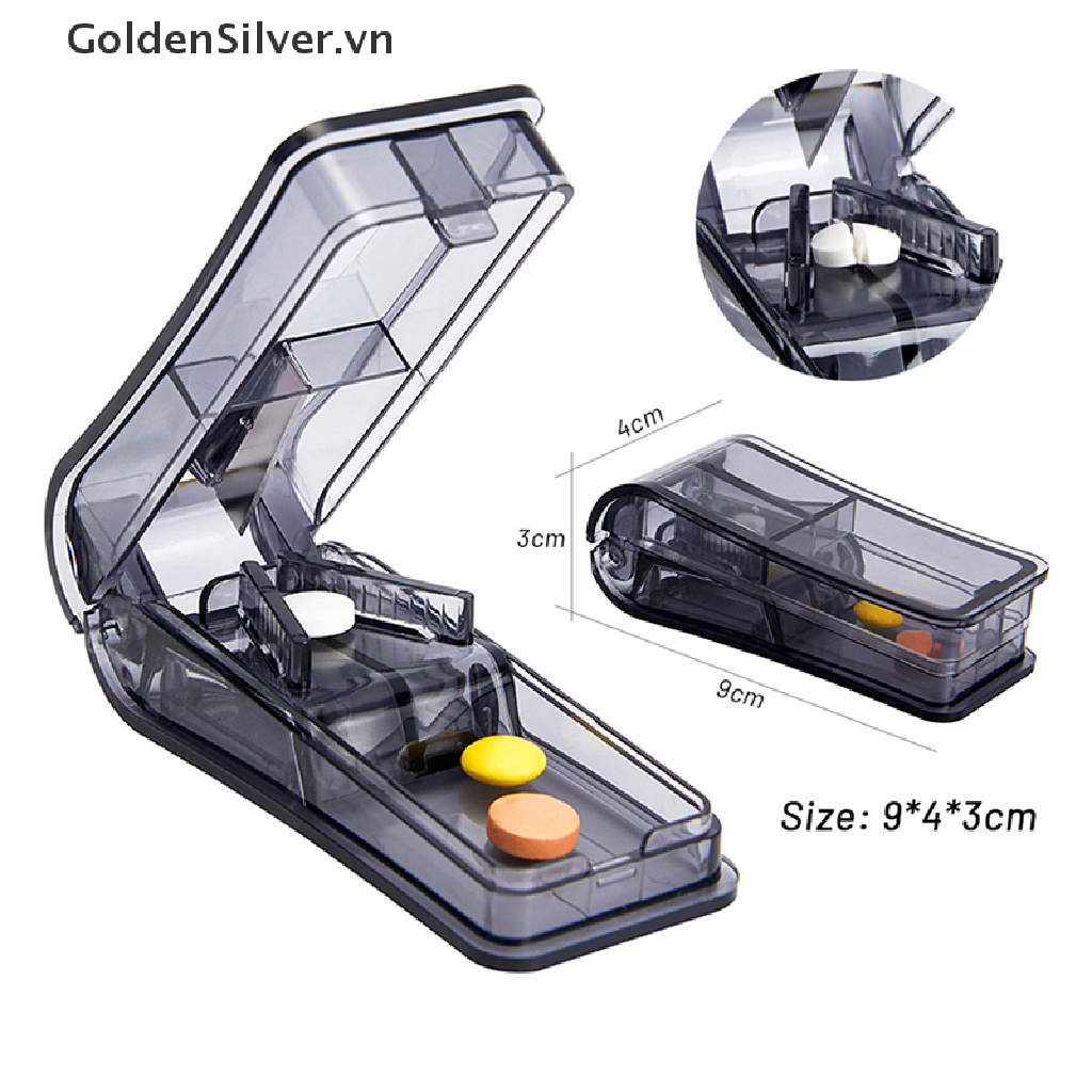 Hộp Cắt Thuốc Mini 2 Màu Bạc / Vàng Tiện Dụng