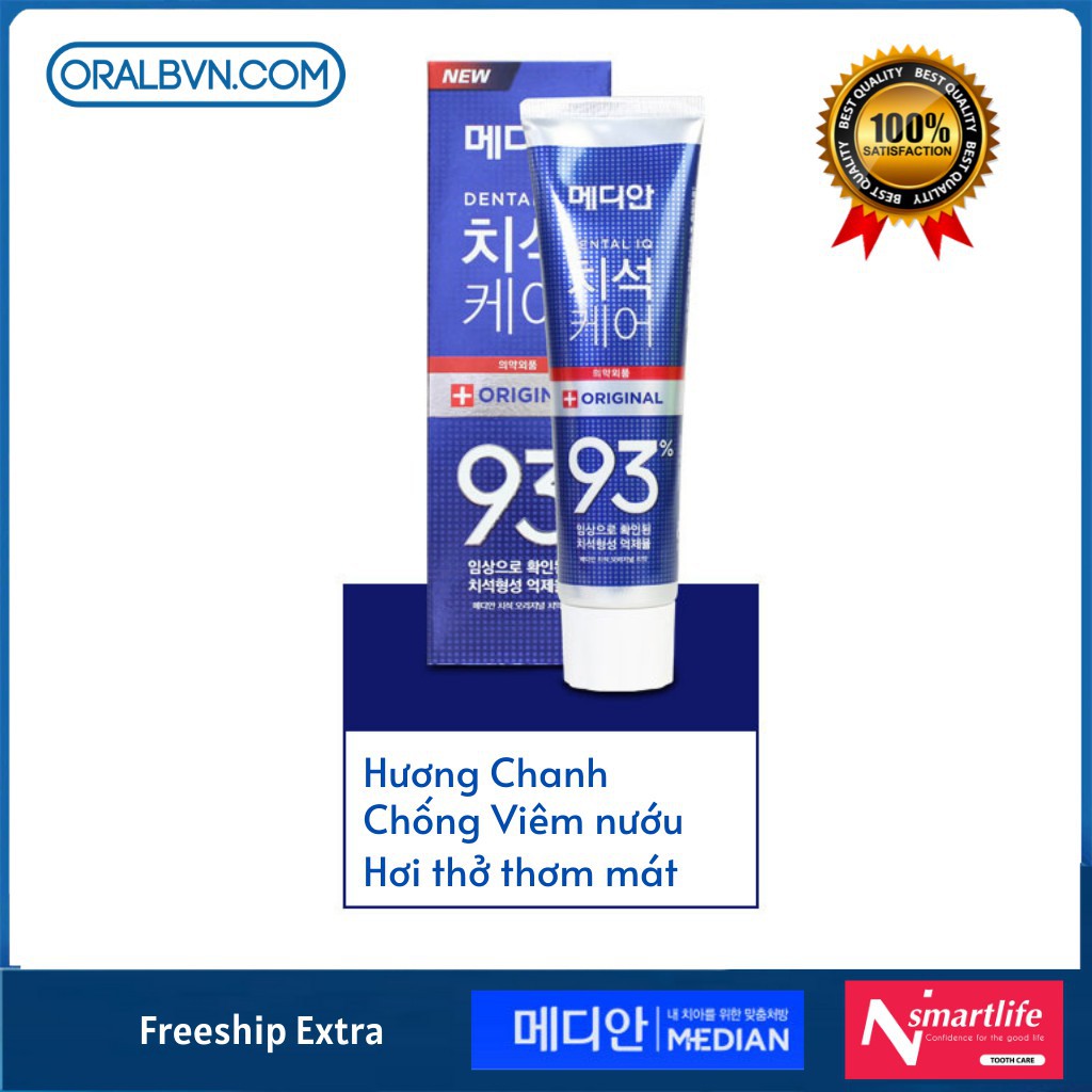 [HOT] Kem Đánh Răng Hàn Quốc Median 93% 120g màu đỏ làm trắng, chống hôi miệng, tẩy cao răng