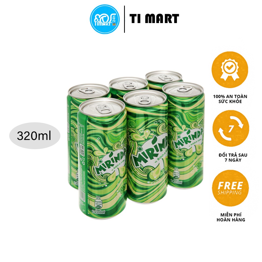 Lốc 6 chai nước ngọt Mirinda vị soda kem 320ml