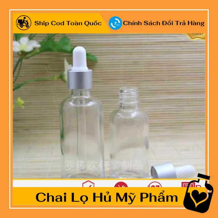 Lọ Chiết Serum ❤ TOP GIÁ RẺ ❤ Lọ đựng tinh dầu 30ml Dày bóp giọt Khoen Bạc , lọ chiết serum ,Xưởng Chai Lọ