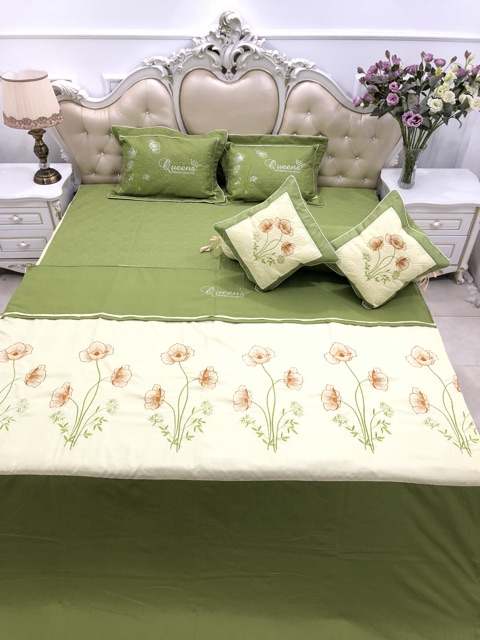 Bộ chăn ga gối Satin queen mùa cưới 7 món | BigBuy360 - bigbuy360.vn