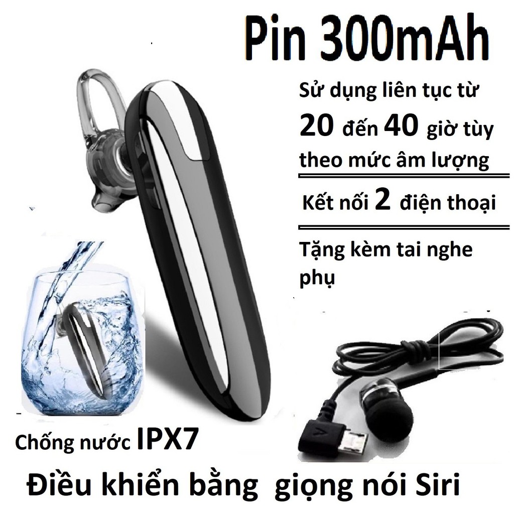 TAI NGHE BLUETOOTH CHỐNG NƯỚC X8 5.0,KẾT NỐI 2 ĐIỆN THOẠI CHO ÂM THANH CUỘC GỌI ( PIN 300mAh,CHỜ 90 NGÀY, NGHE NHẠC 30H)