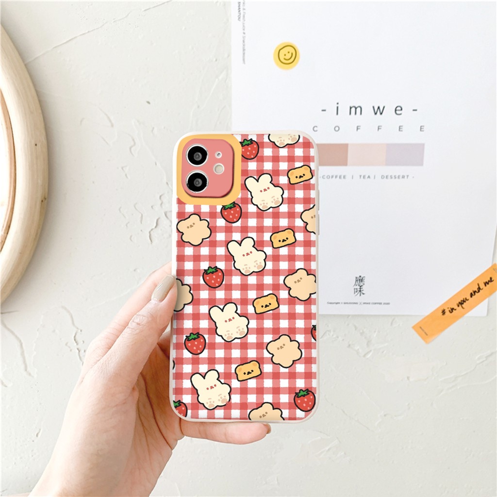 Ốp lưng iphone BVC thỏ gấu caro siêu xinh 6/6plus/6s/6splus/7/7plus/8/8plus/x/xr/xs/11/12/pro/max/plus/promax vuông cạnh