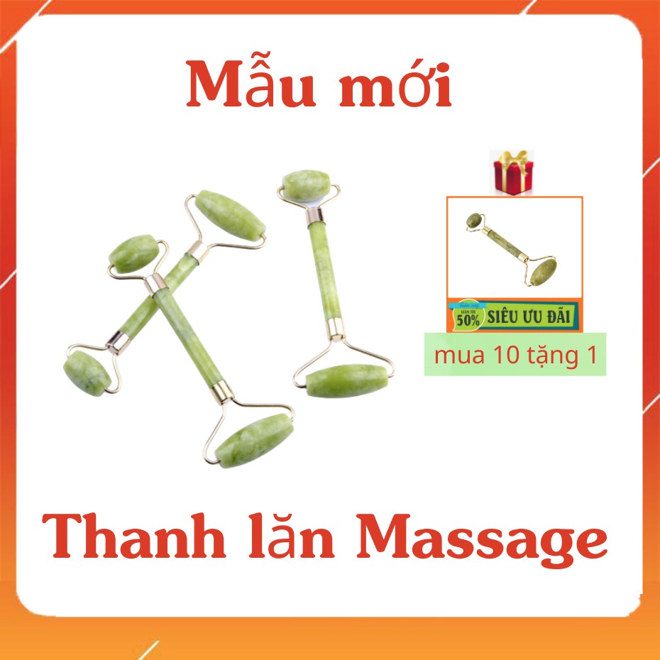 Thanh lăn Massage ❤️ đá thạch anh hồng  -TL02- trẻ hóa làn da