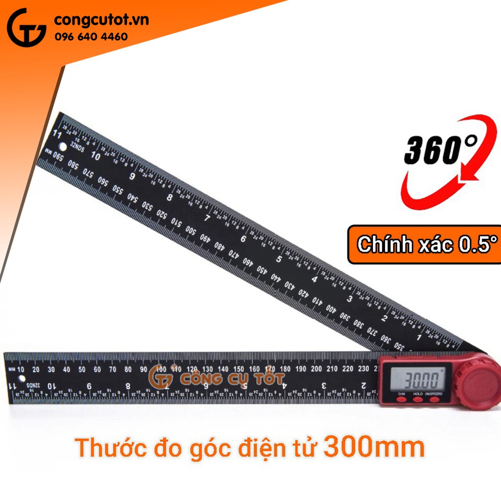 Thước đo góc điện tử 360° 300mm chính xác 0.5°