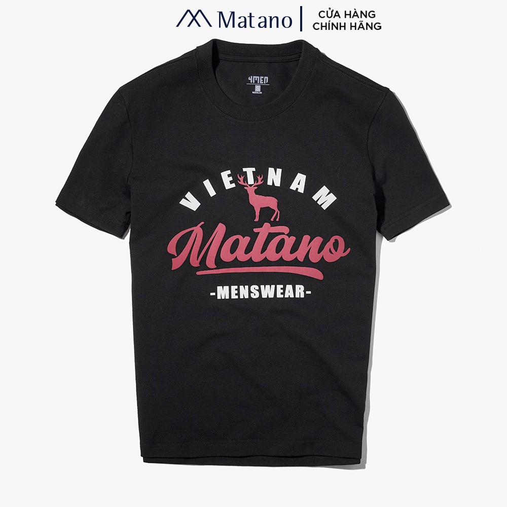Áo thun nam cổ tròn MATANO AT076 form suông ngắn tay in họa tiết graphic tinh tế, vải cotton 4 chiều, thoáng mát