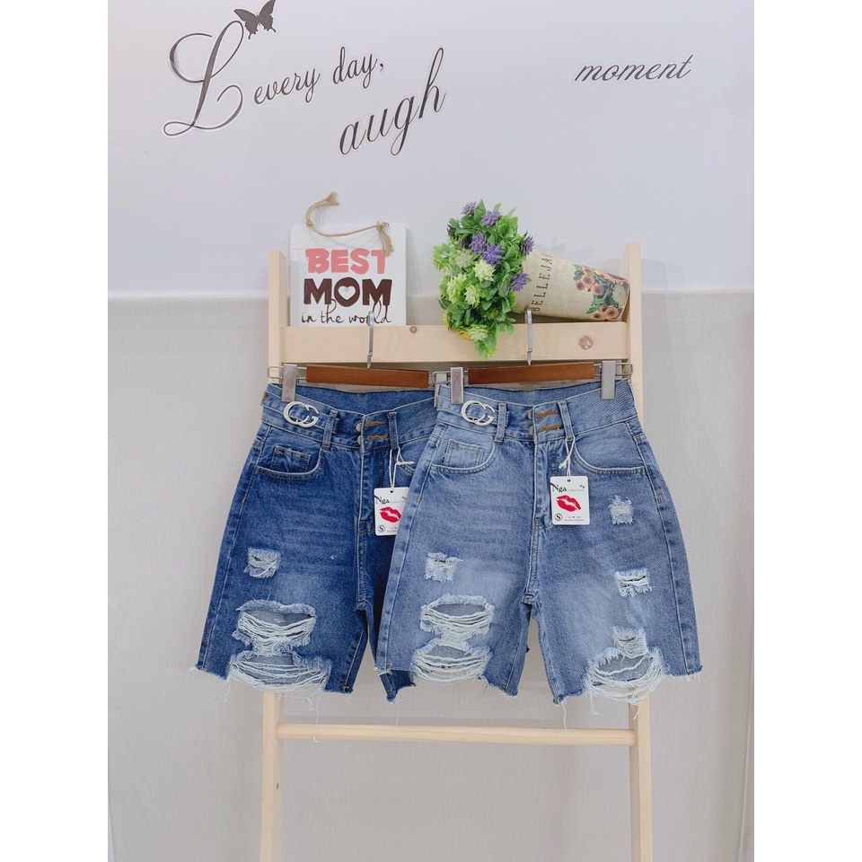 Quần jean ngố nữ rách gối vải jean denim đẹp dễ phối đồ AnNgo - AT168