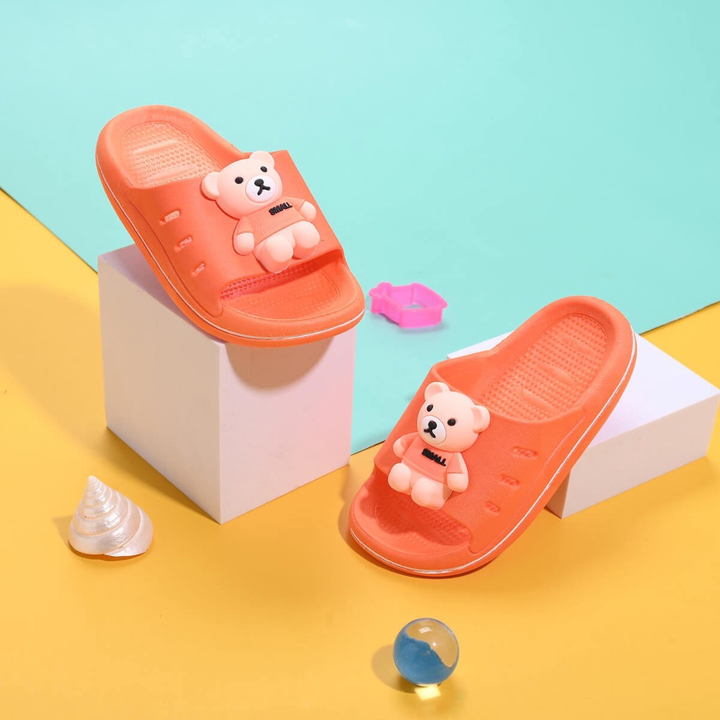 Dép Bánh Mỳ Cho Bé 💞FREESHIP💞 Màu Sắc Cực Đẹp Họa Tiết Gấu 3D Cute - Đi Được Cả Bé Trai Bé Gái 1,5 Đến 10 Tuổi