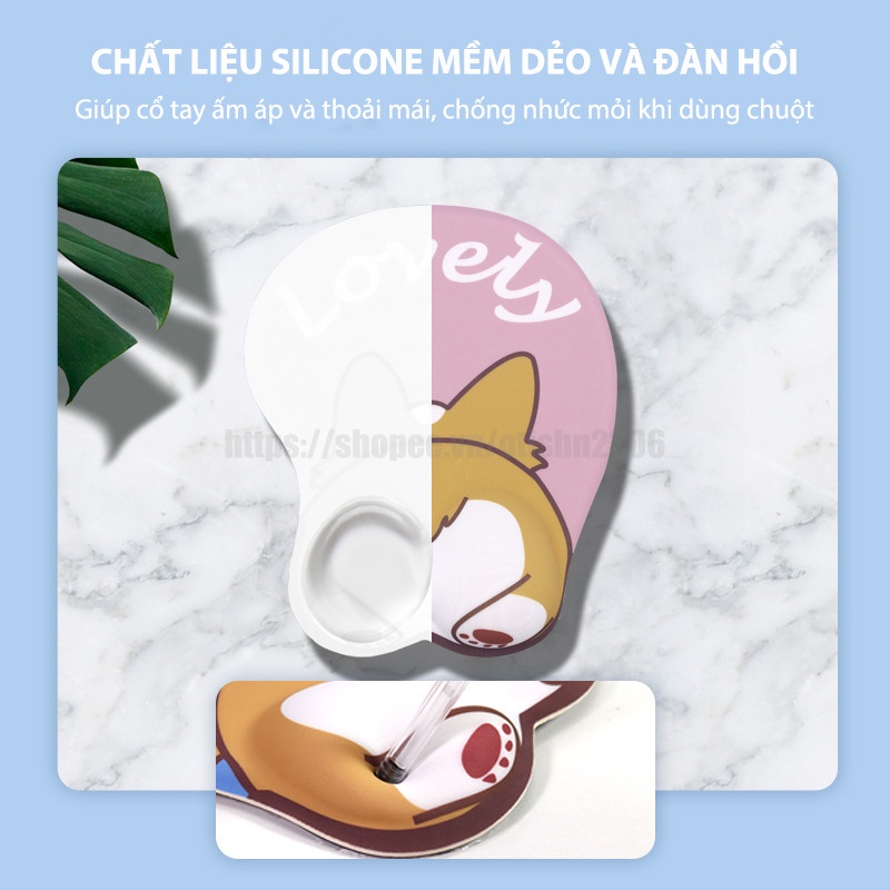 Miếng Lót Chuột Hoạt Hình 3D Cute Có Đệm Tay Silicon, Tấm Lót Chuột, Bàn Di Chuột Dễ Thương Giá Rẻ - Otis Shop