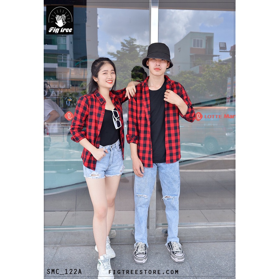 Áo Sơ Mi Cặp Fig Tree Caro Đỏ Đen Mã 122A Siêu Hot