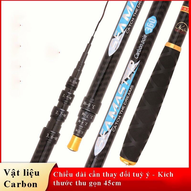 Cần câu Rút gọn Seamaster Carbon   có bán lóng thay thế