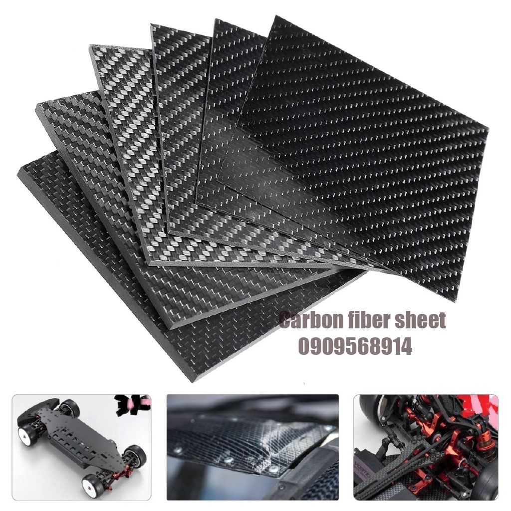 Tấm carbon fiber 100x100mm  chịu nhiệt tùy chọn độ dày từ 0.5-7mm