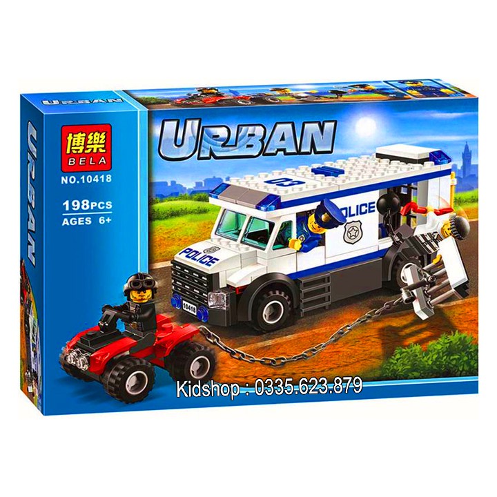 Bộ Lego Lắp Ghép Ninja Xe Cảnh Sát Truy Bắt Tội Phạm No.10418. Có 198 Chi Tiết.