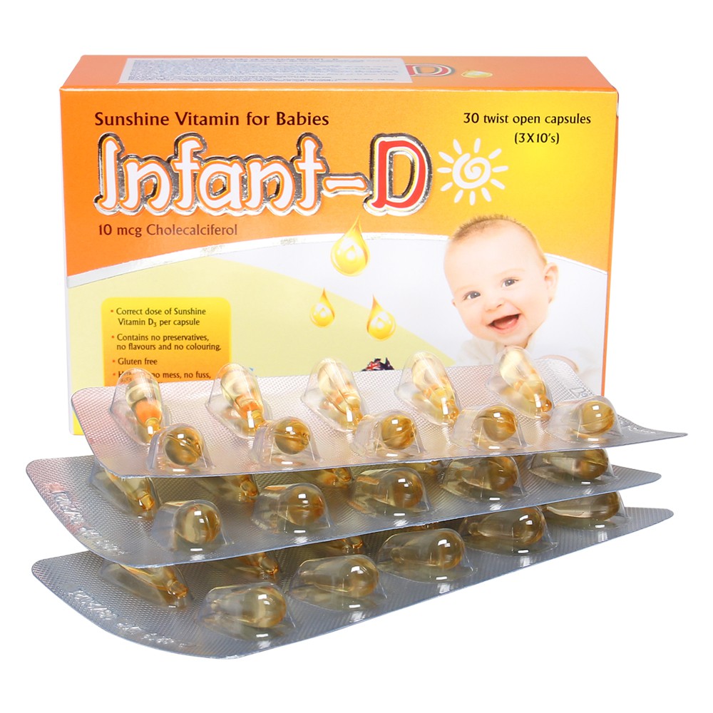 Thực phẩm bảo vệ sức khỏe Infant-D - Vitamin D3 CMPS Infant-D 3 vỉ dạng viên nang mềm