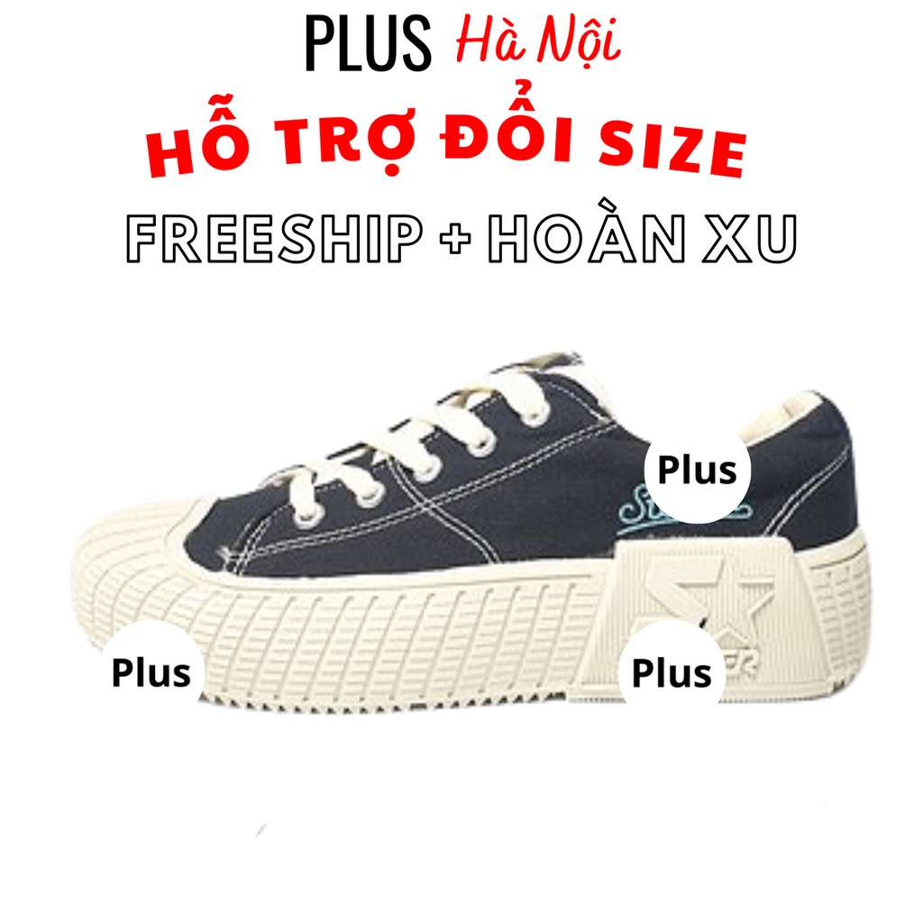 Giày thể thao sneaker 𝐒𝐓𝐀𝐑𝐓𝐄𝐑 - thân giày vải đế cao su đúc - cổ thấp đế cao 6cm - màu đen xám trắn