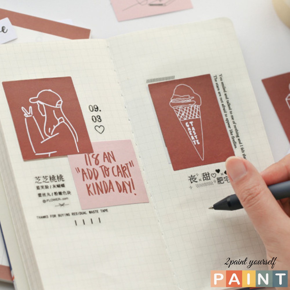 Bộ 60 sticker trang trí, hình dán giấy decal decor sổ tay, nhật kí, ốp điện thoại, laptop