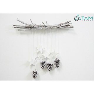 Bó củi khô treo trái thông dầu ngôi sao gỗ số 26 TAN