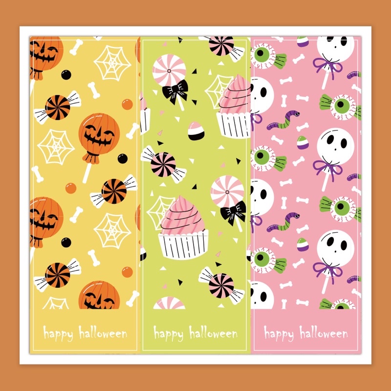 set 3 tem niêm phong hộp quà, túi quà Halloween size 3 x 9 cm