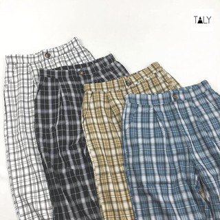 Quần kaki caro ống rộng