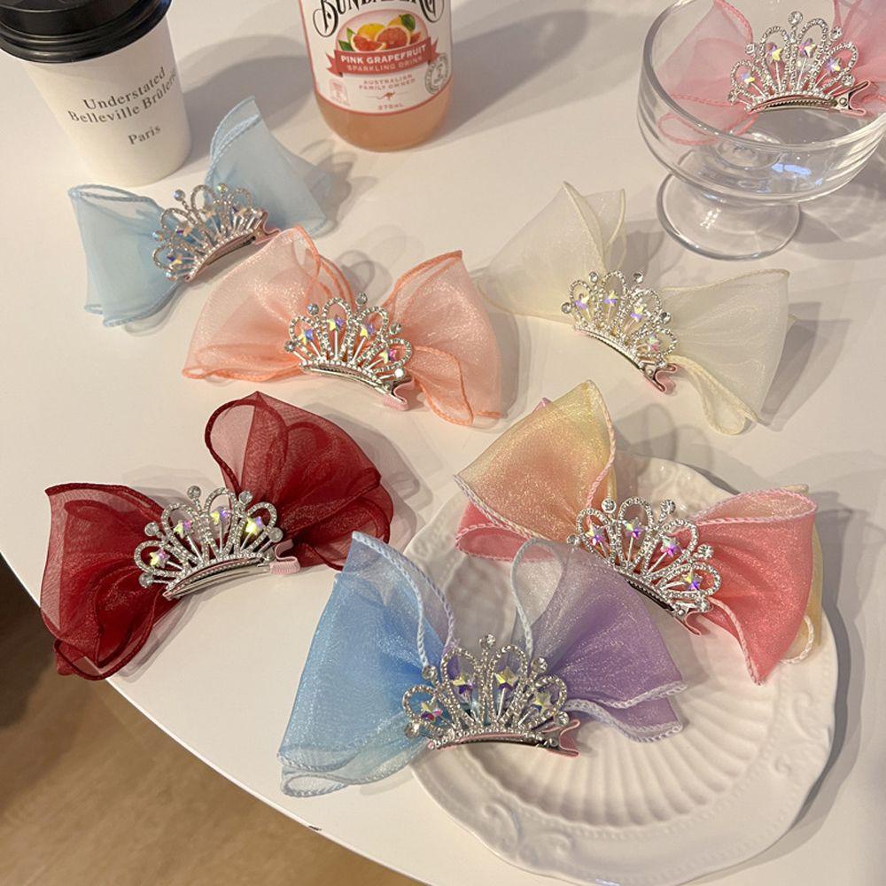 Kẹp Tóc Hình Nơ / Vương Miện Màu Ngà Phong Cách Retro Dễ Thương|Dây Buộc Tóc Chiffon Nhiều Màu Phong Cách Hàn Quốc