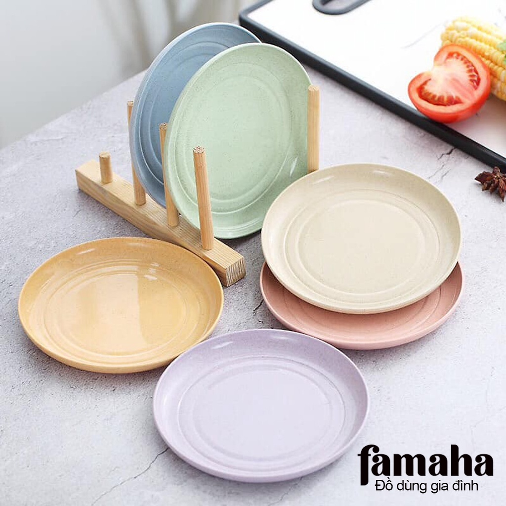 Bộ 6 dĩa nhựa lúa mạch màu pastel siêu xinh an toàn cho sức khỏe FAMAHA