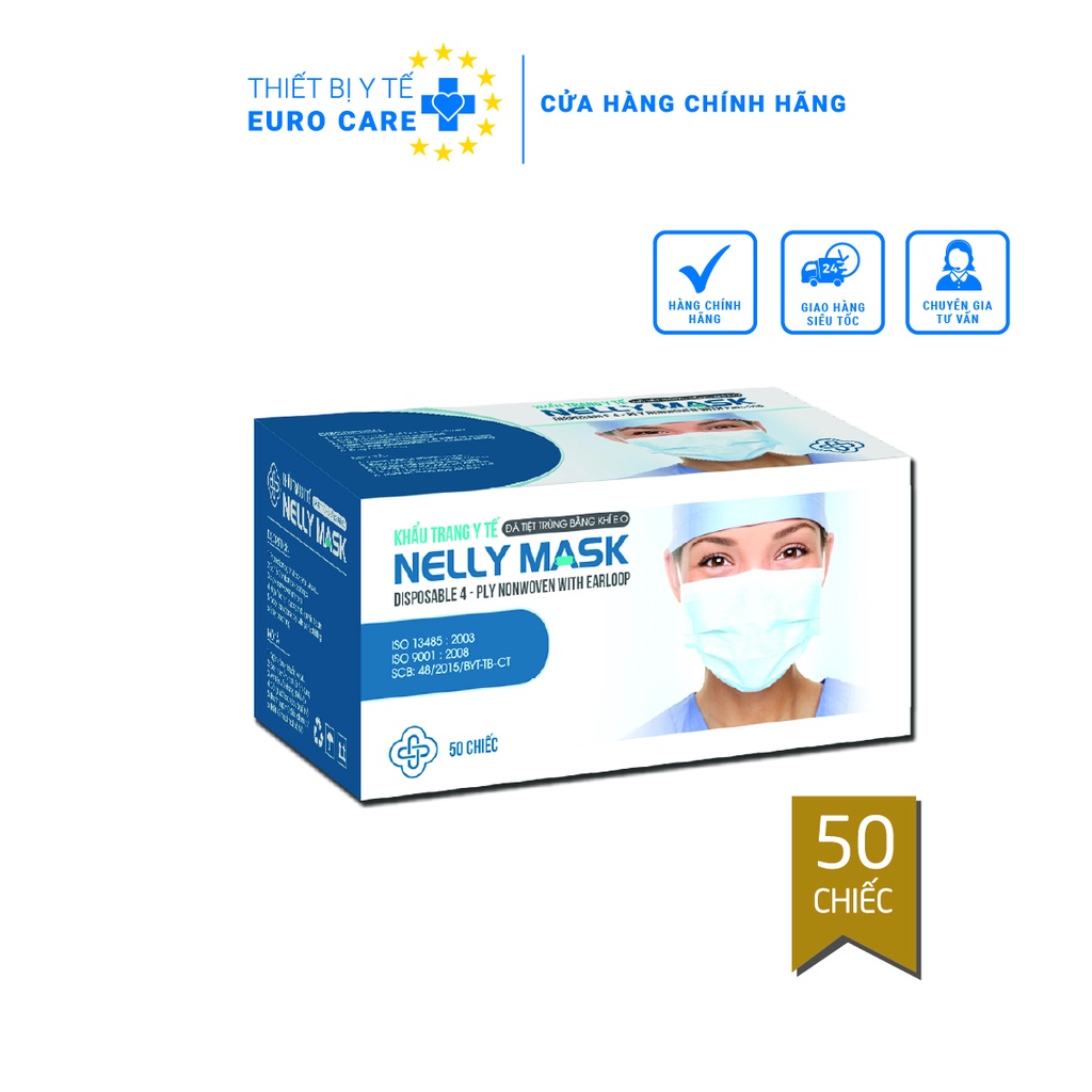 Khẩu trang Y tế Nelly Mask - Kháng khuẩn 4 lớp (Đạt tiêu chuẩn Vật Tư Y Tế loại A)
