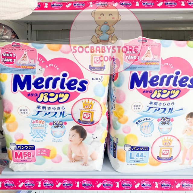 Tả / Bỉm Quần Merries M58/ L44/ XL38/ XXL26