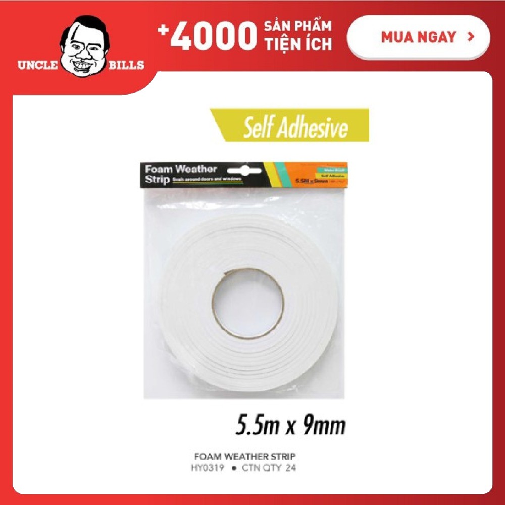 Mút Xốp Đệm Dán Khe Cửa 5.5m Uncle Bills HY0319