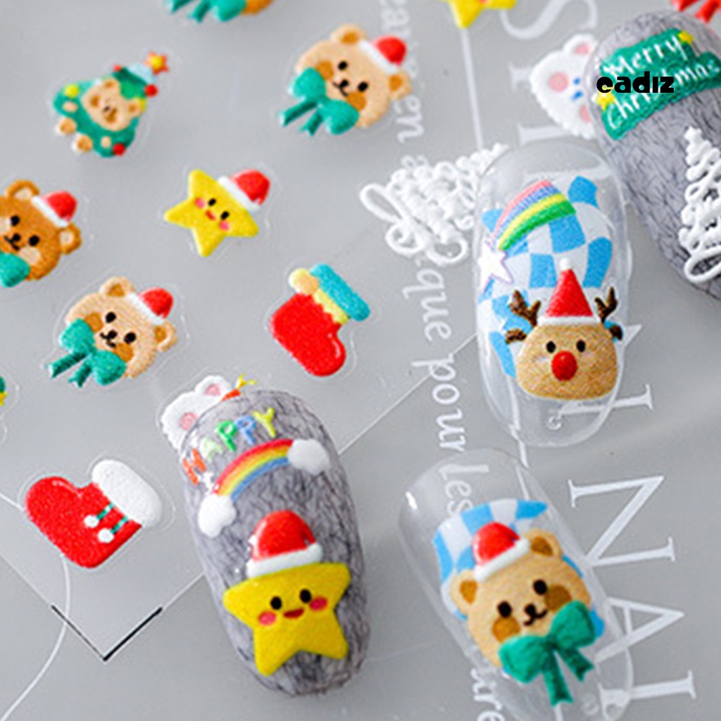 Miếng Dán Trang Trí Móng Tay Họa Tiết Giáng Sinh 5D Siêu Mỏng