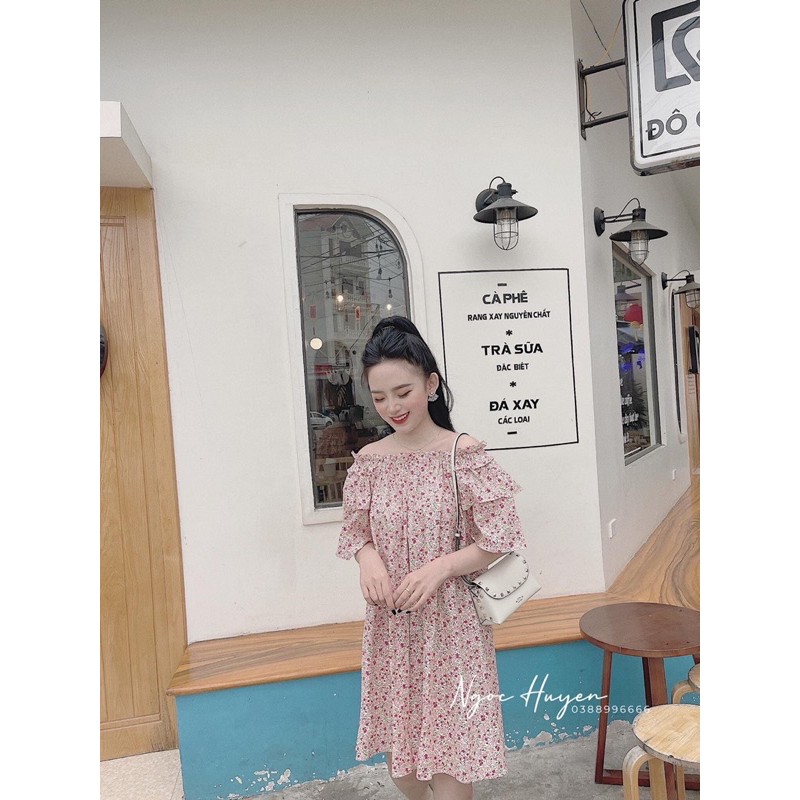 [Hàng Đẹp] Váy Hoa Nhí Trễ Vai Dáng Suông, Đầm Nữ Hoa Nhí Tay Bèo Siêu Xinh Có Ảnh Thật Kèm Video | BigBuy360 - bigbuy360.vn