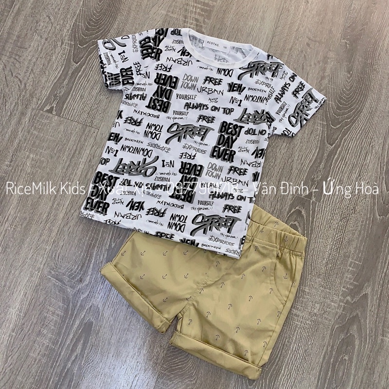Bộ áo cotton quần thô hình mỏ neo