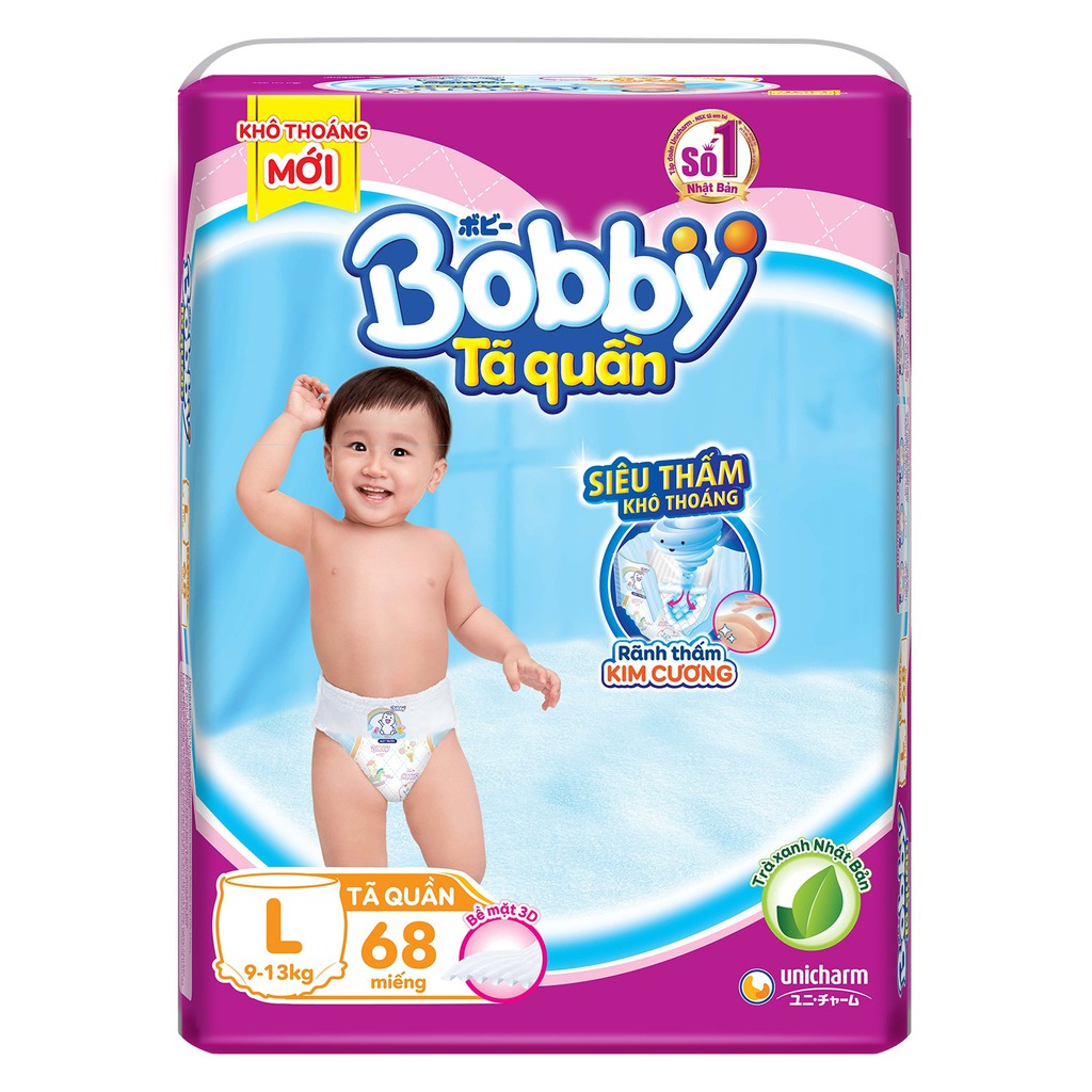 [Đủ Size] Tã Quần Siêu Thấm Bobby M74, L68, XL62, XXL56