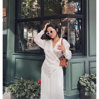 Áo sơ mi đắp chéo tay dài